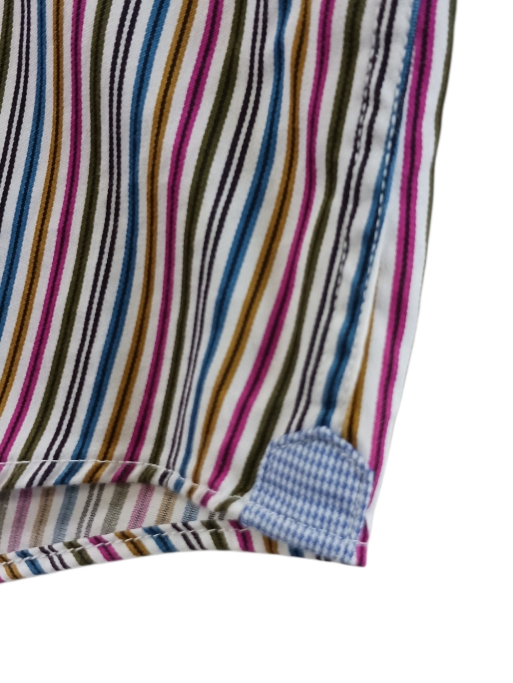 BUGATCHI UOMO Men's Striped Button Down Dress Shirt Gold Pink Green Blue Size M - Picture 4 of 12